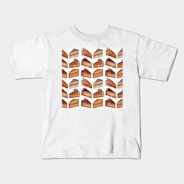 Brown Cake Slices Kids T-Shirt by CatCoq